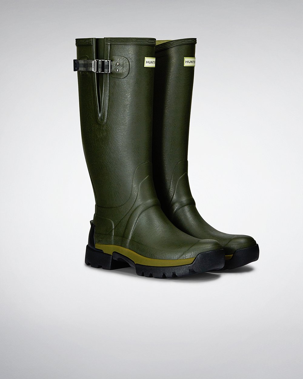 Bottes Hautes de Pluie Hunter Balmoral Bamboo Carbon Homme Vert Foncé Olive JFDZRCW-92